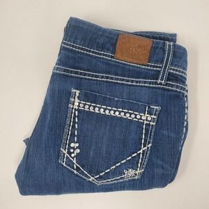 BKE Buckle Denim Jeans Starlite Women's Size 29 Medium Wash Studded‎ Cropped